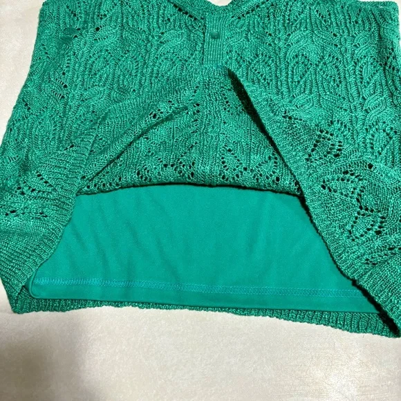 NWOT: LC Lauren Conrad Teal Pointelle Tank- L - Picture 3 of 6